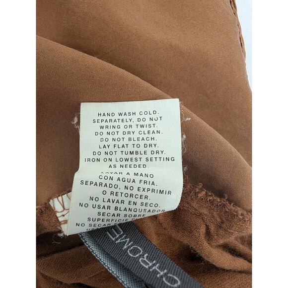 Buffalo Womens Silk Rayon Mix Media Henley Pull Over Top Chrome Brown Size Large - Picture 7 of 9